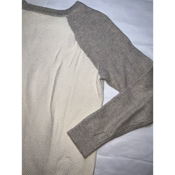 Madewell Province Sweater Womens Size S Cream/ Gray 2-tone Open Back Waffle Knit - Picture 12 of 14